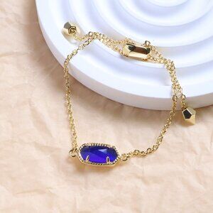 Kendra Scott - Elaina Cobalt Cat's Eye Adjustable Chain Bracelet Gold